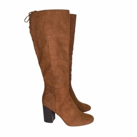 Kenneth Cole Reaction Womens Corie Lace Knee High Boots Tobacco Brown Size 8.5M - Picture 1 of 8